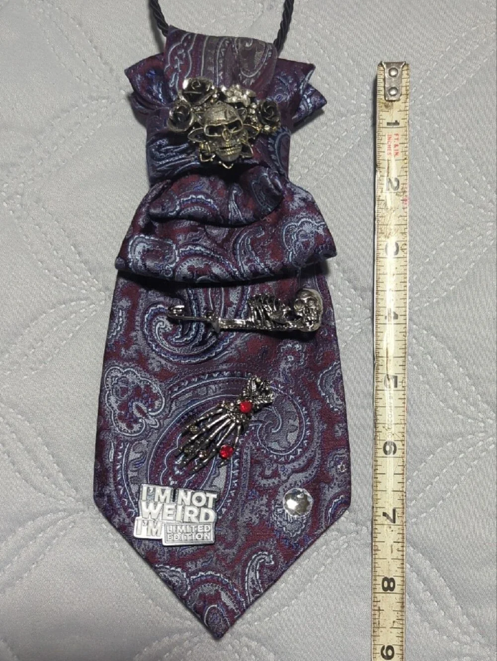 Purple Paisley Gothic Pendant Tie Necklace - Unbranded